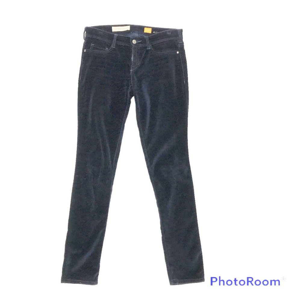 Anthropologie PILCRO Letterpress Serif Pant 26 29x30 Navy Velvet Skinny 5 Pocket